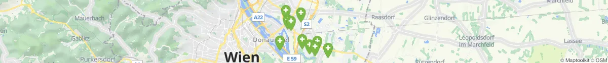 Kartenansicht für Apotheken-Notdienste in der Nähe von 1220 - Donaustadt (Wien)